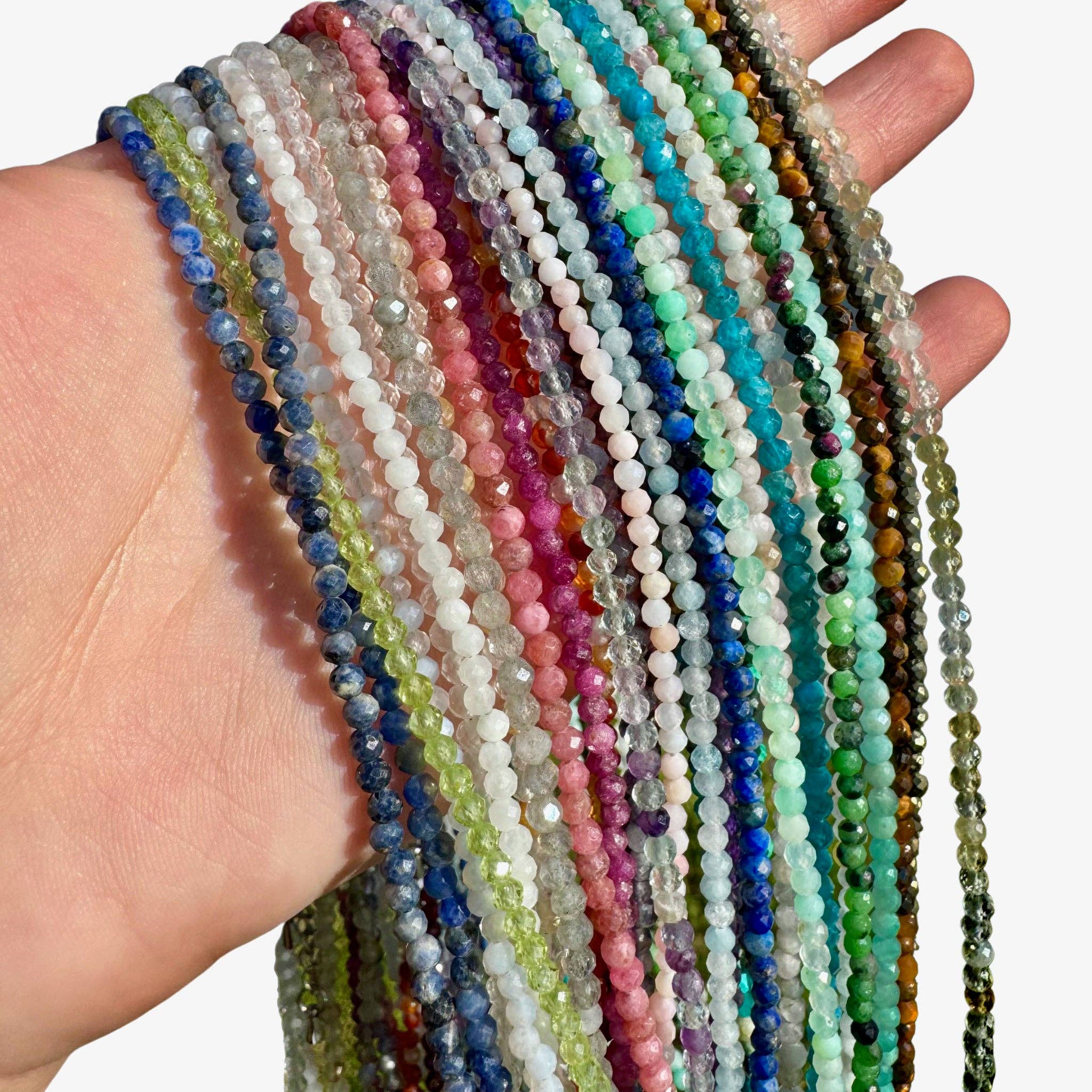 Moon Mountain Gems - Wholesale Beaded/Pearl Necklace - 3mm Faceted Gemstone Necklace, Dainty Crystal Necklace, Natural Gemstone Necklace, Facet Gemstone Necklace7