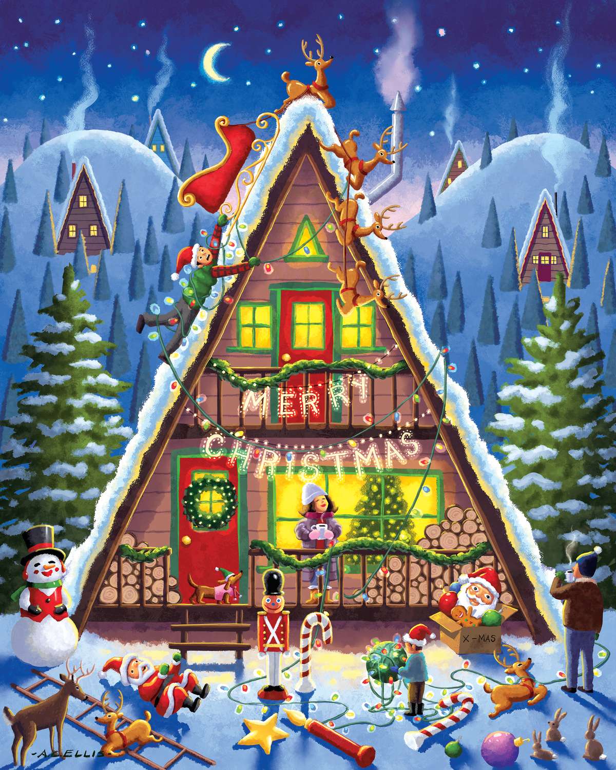 Boardwalk Puzzle Company - Vente Puzzle – adulte - Cabane de Noël - 500 pièces1