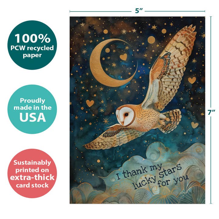 Tree-Free Greetings - Wholesale Birthday Card - Lucky Owl Birthday SKU 22246