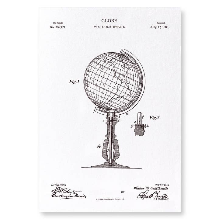 BREVET DE GLOBE (1888): Patent Art Print por atacado de Ezen Trade