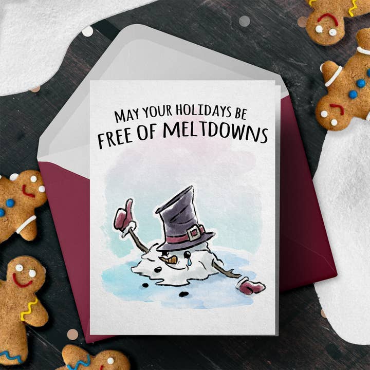 «Free of Meltdowns» - Divertente biglietto di Natale per Moms Millenia per la vendita all'ingrosso da parte di Aaron Millard Illustration