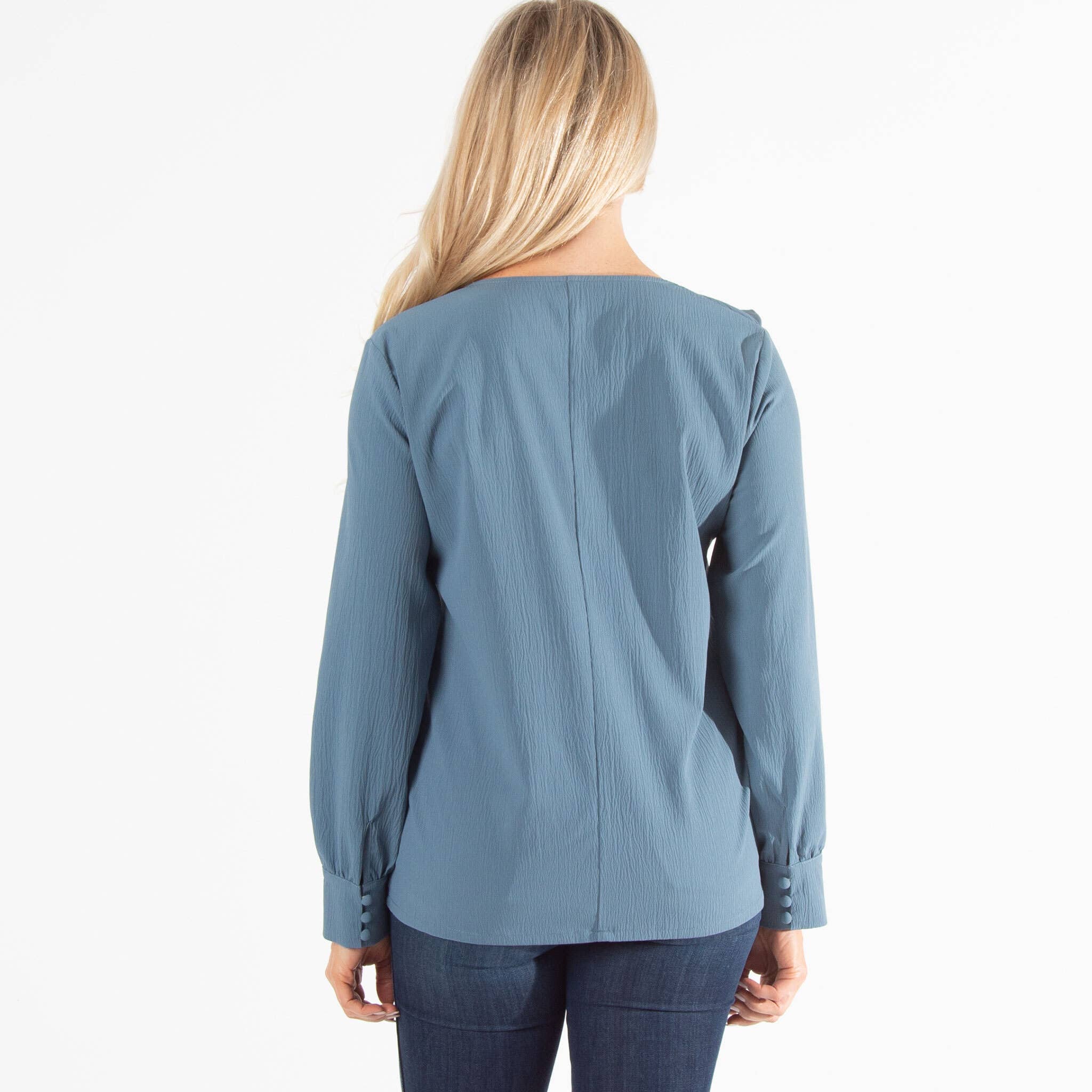 Howard's - Wholesale Blouse - Women's - Sale - Celine Asymmetrical Long Sleeve Ruffle Top7