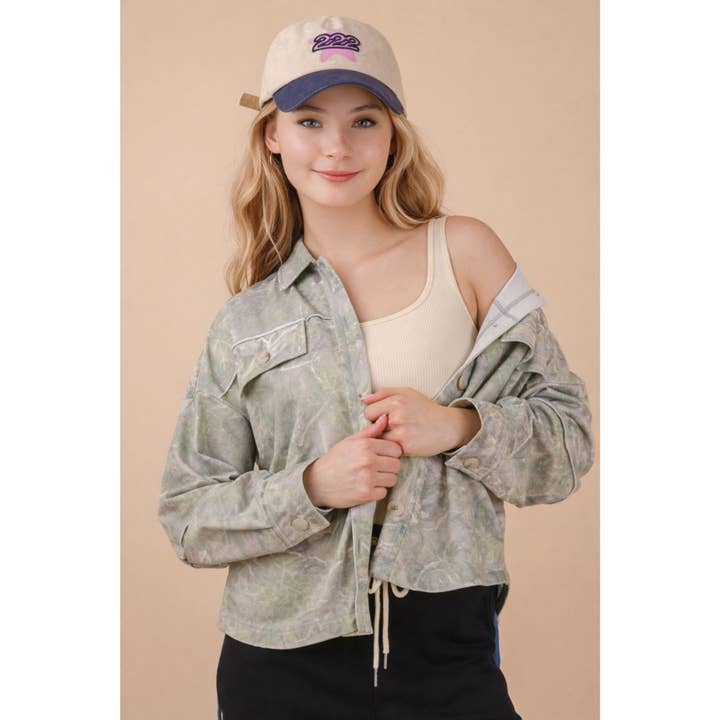 Camo Print Oversized Knit Casual Shacket Jacket for wholesale by IVE