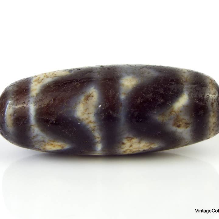 Antica perlina tibetana Dzi «Dente di tigre a doppio dente di tigre» per la vendita all'ingrosso da parte di Vintagecollection888