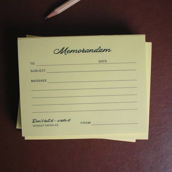 Memorandum Notepad — Yellow for wholesale by Dugout Paper Co.