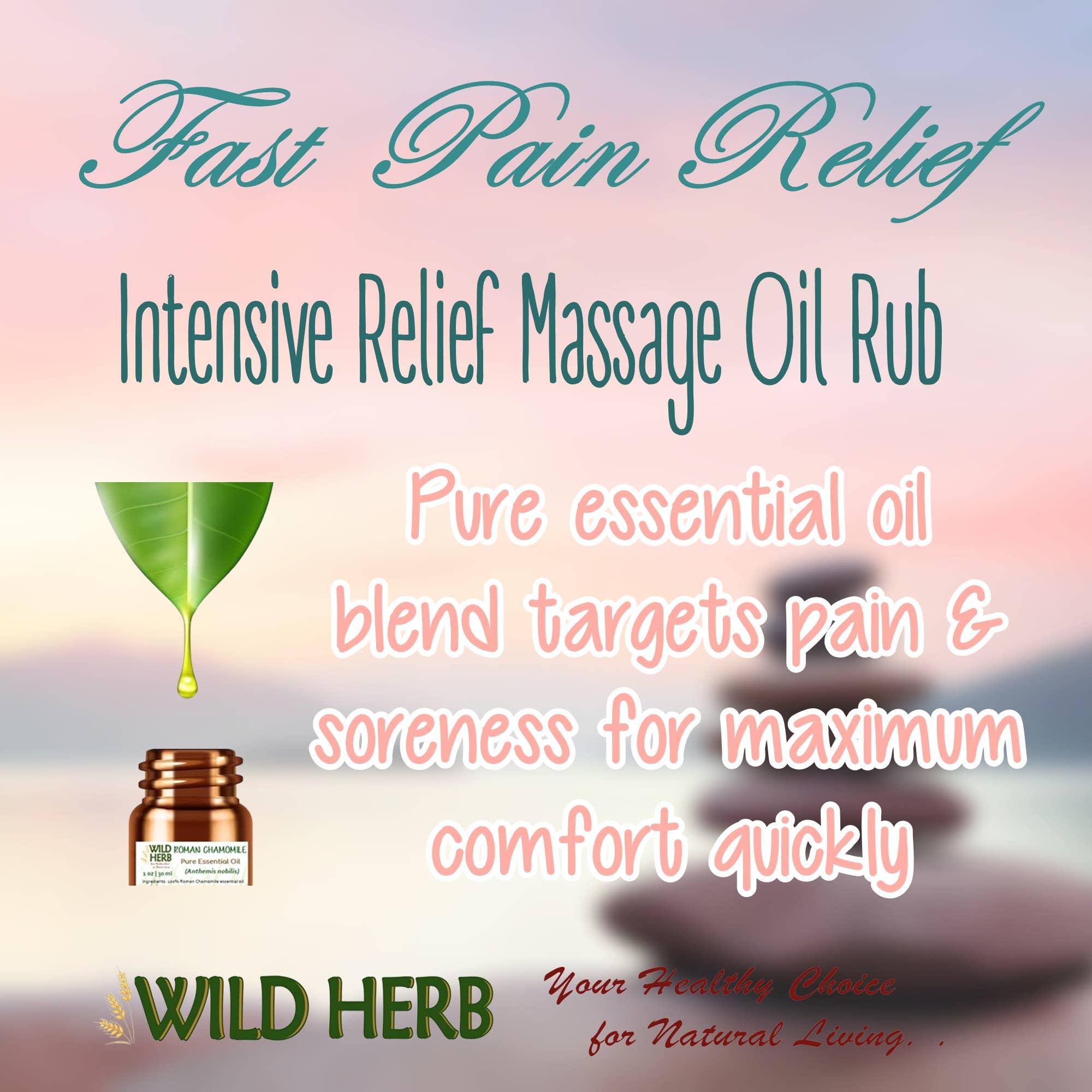 Wild Herb Soap Co – wholesale Pain relief spray/cream – Intensive Relief Pain Oil Massage Rub 100% Natural Essential1