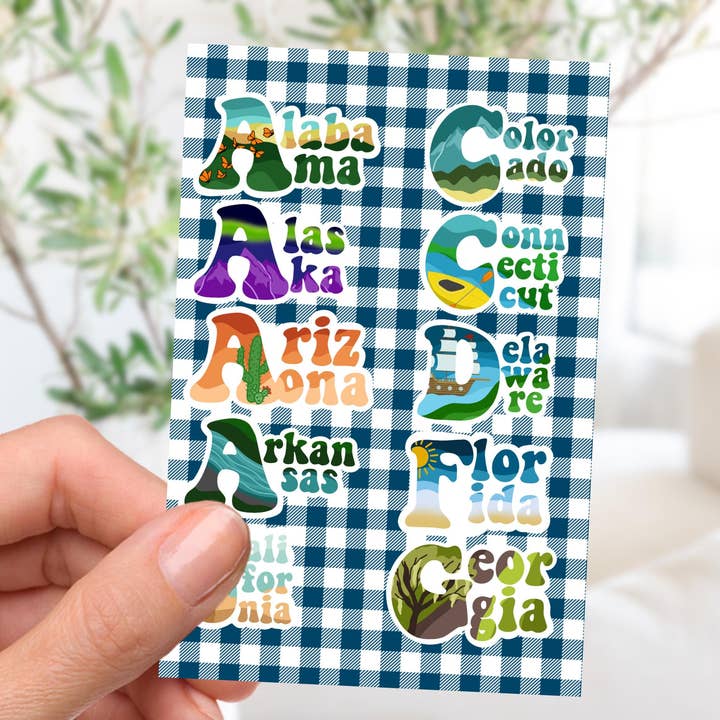 The 50 States Sticker Sheet (4x6), Passport/Journal for wholesale by Couch McDoodles