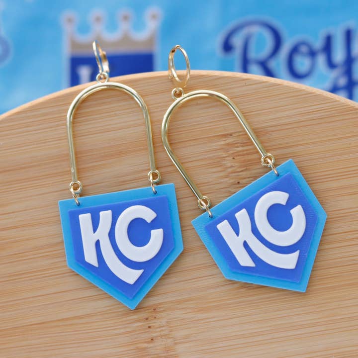 Handcrafted 3D Printed Earrings- KC Home Plate for wholesale by Ivy Lena