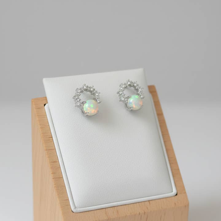 Authentiques Clous de Boucles d'Oreilles en Couronne d'Opale (2E04c) pour la vente par iBijoux