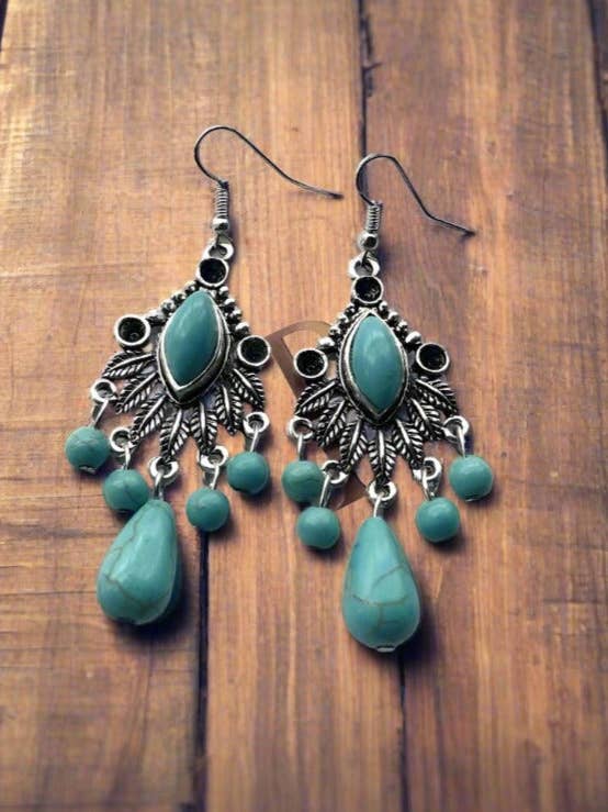 Bohemian Temperament Retro Artificial Turquoise Earrings for wholesale by RabenBeads