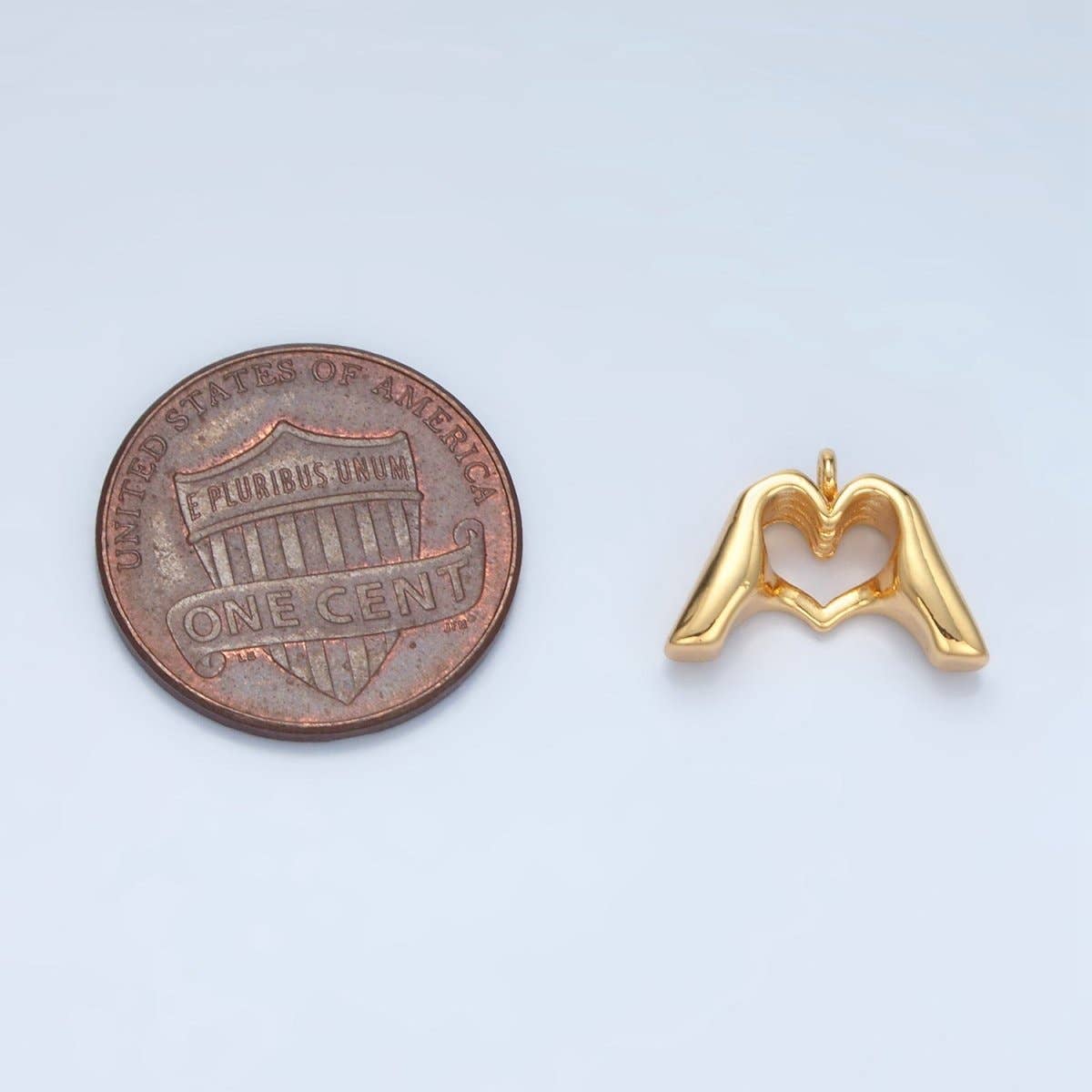 Aim Eternal - Wholesale Individual Charm/Pendant - 24K Gold Filled Heart Hand Gesture Multidimensional Charm in Gold & Silver | E3722