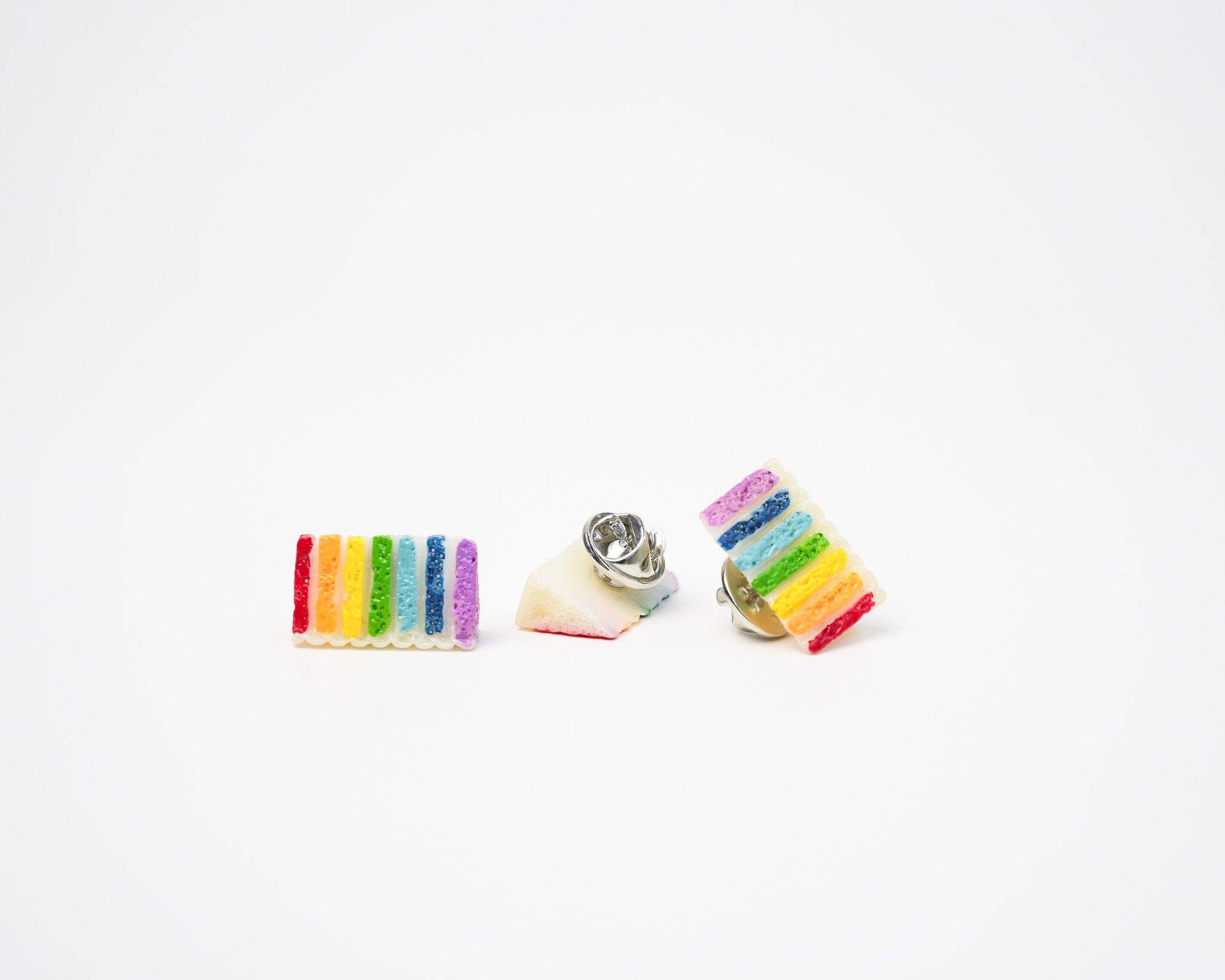 Mini Story Co - Wholesale Lapel Pin/Button - Rainbow Cake Pin | Rainbow Cake Slice Brooch | Pride Flag Rainbow Cake Accessories | LGBTQA+ Pins | Miniature Cake Pin6