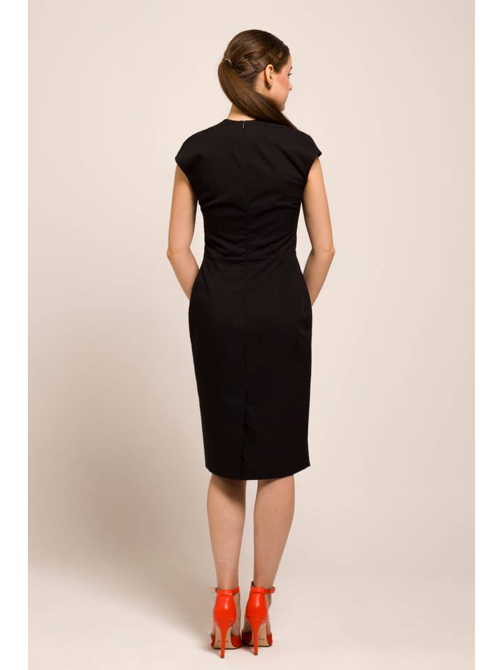 TAVROVSKA - Vendita all'ingrosso Vestito - Donna - Abito tubino con scollo quadrato, tubino nero midi4