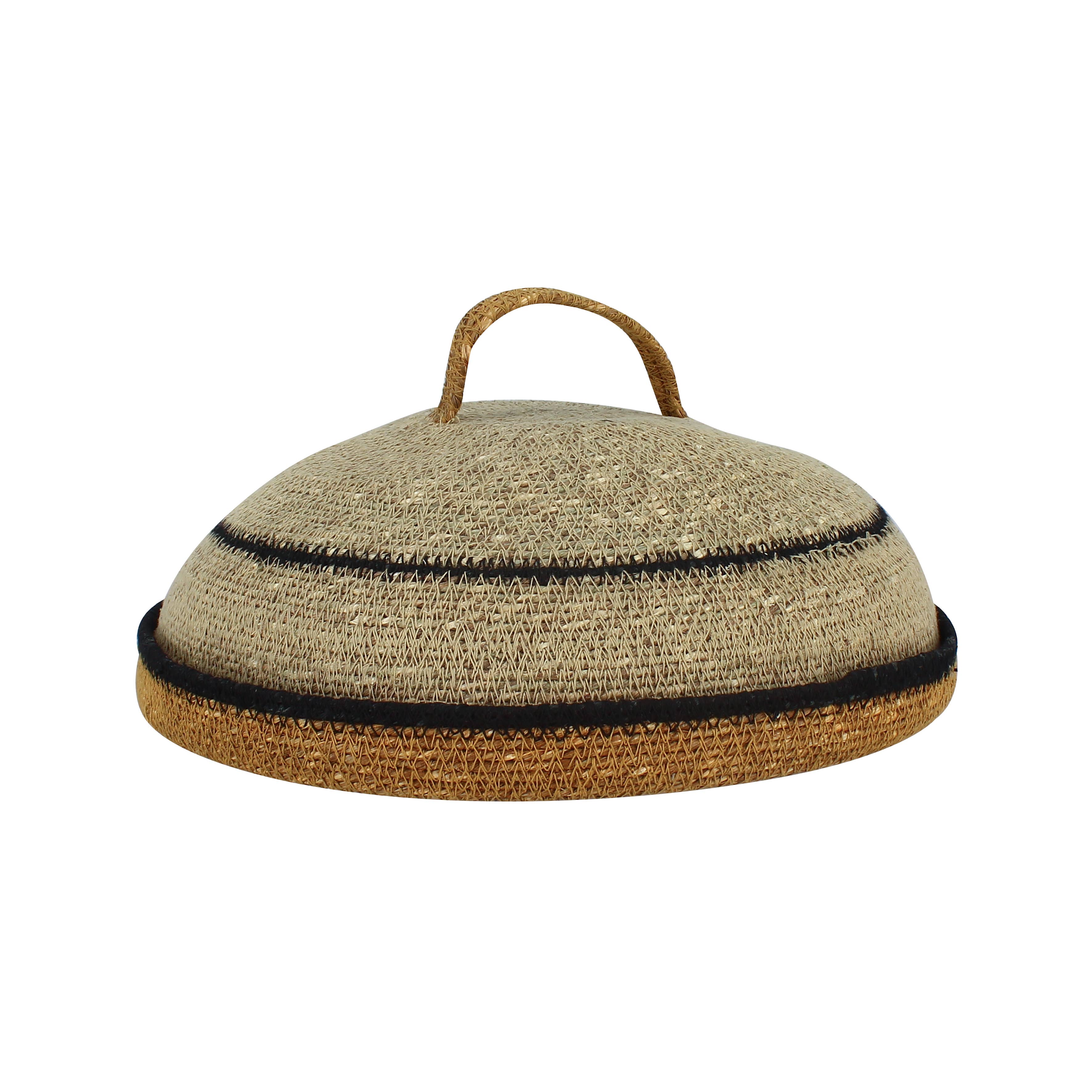 Now's Home - Wholesale Basket - Basket with bell 33cm in natural/saffron seagrass DUNE1
