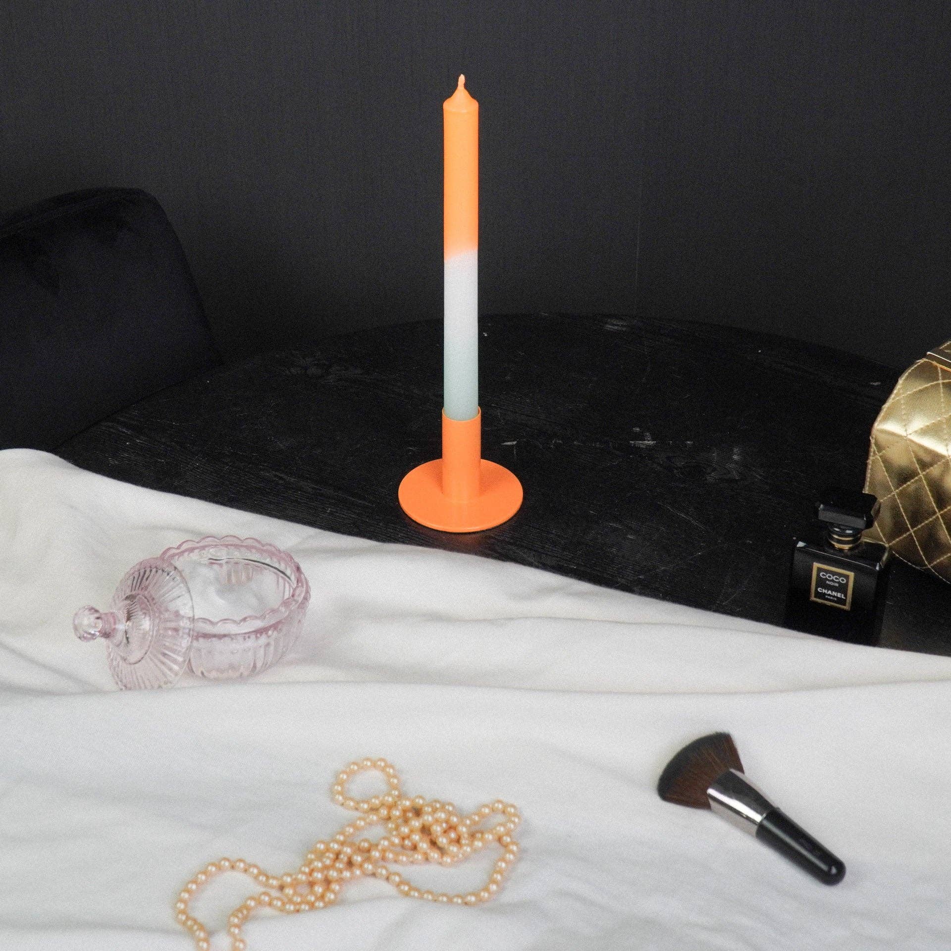 Housevitamin bv - Vendita all'ingrosso Portacandele - Portacandela base in metallo arancione 8x8x6,5 cm2