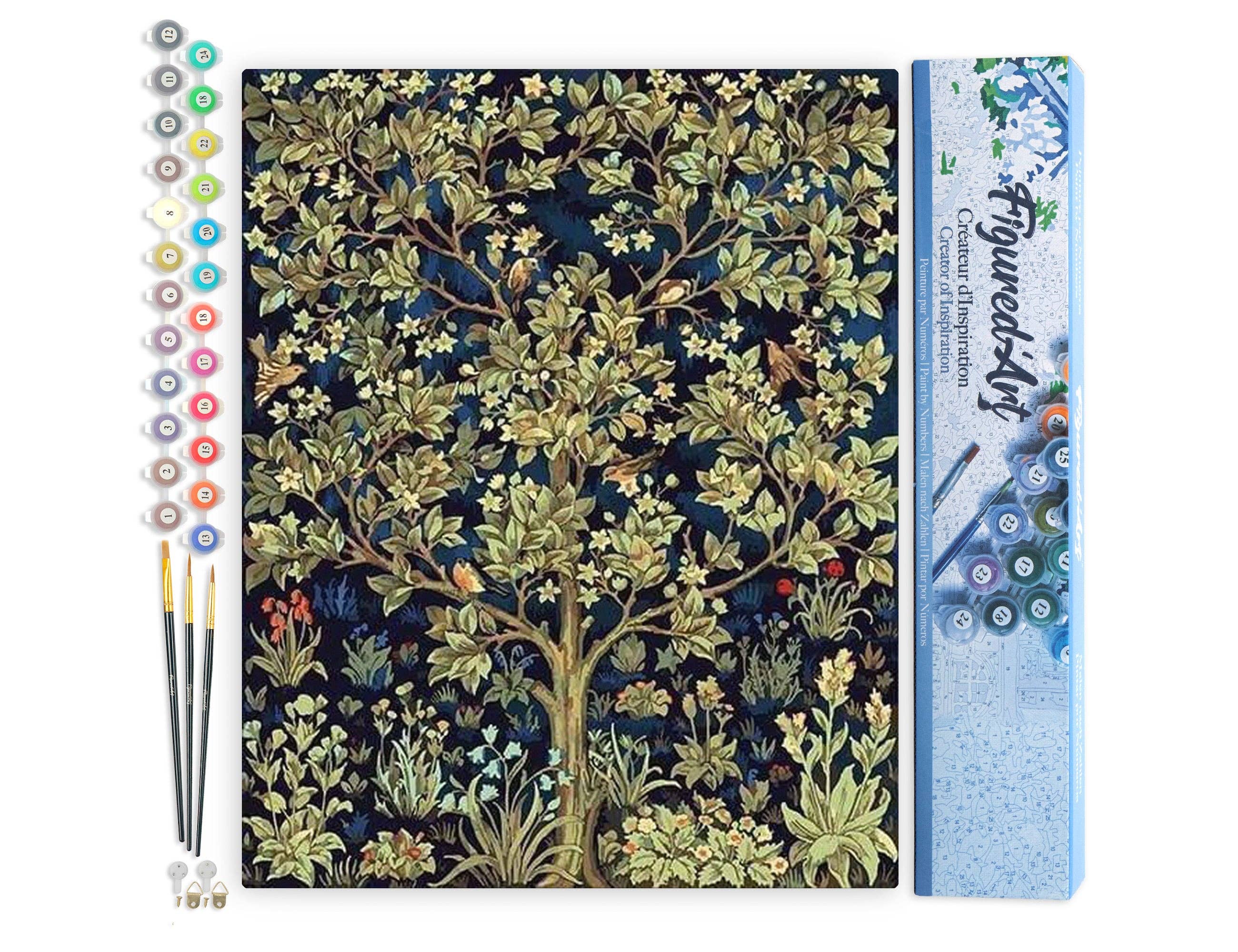 Figured'Art – Kit de artesanato DIY por atacado – Pintar por números Árvore durante a Primavera0
