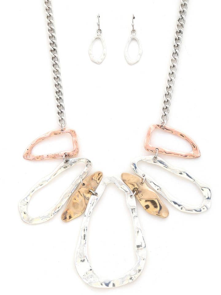 Fashion Oval Shape Design Chain Necklace And Earring Set for wholesale by CC Wholesale Clothing