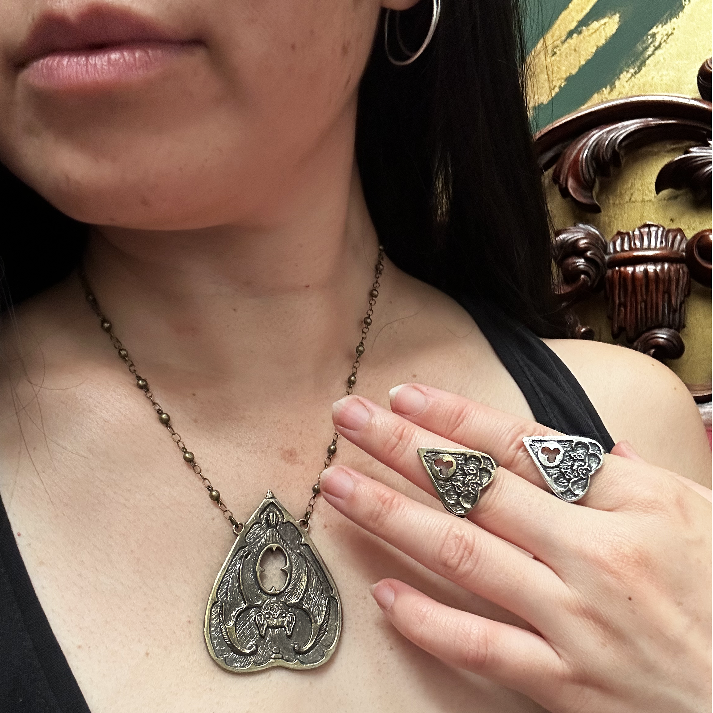 Miyu Decay - Wholesale Pendant/Charm Necklace - Night's Planchette Necklace in Brass and Sterling Silver 2