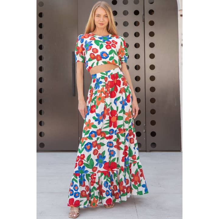 MAYA FLORAL MAXI SKIRT_3S1722 for wholesale by Verte