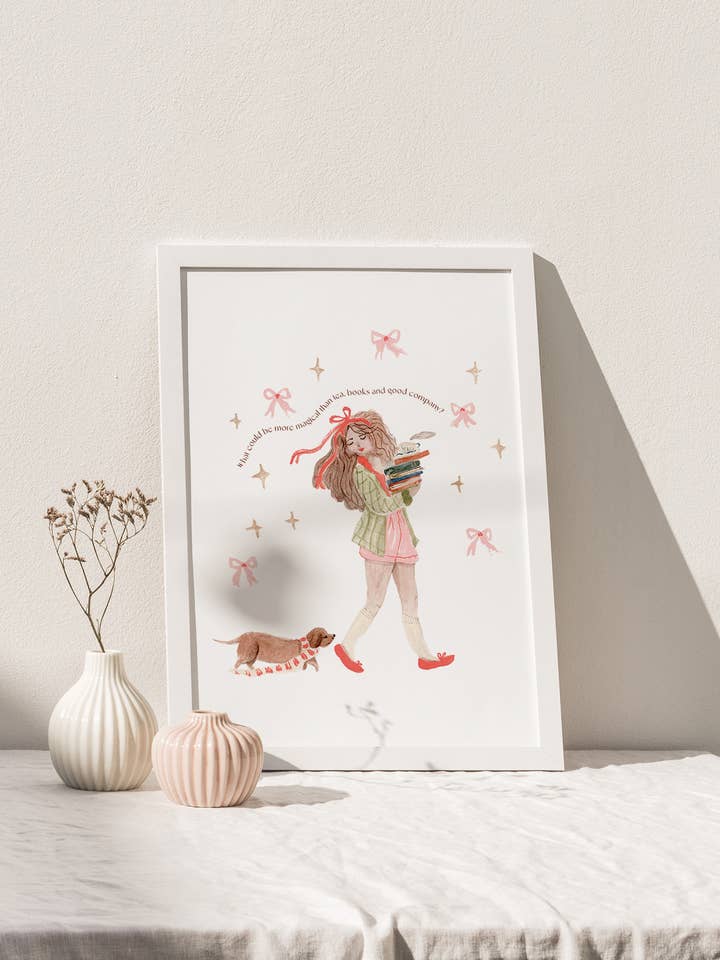 Tea, Books and Good Company - Fine Art Print (unframed) for wholesale by Megan Elizabeth