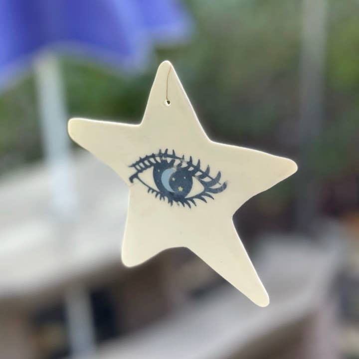 Star Shaped Evil Eye Protection Porcelain Ornament for wholesale by Chrys' Porcelain