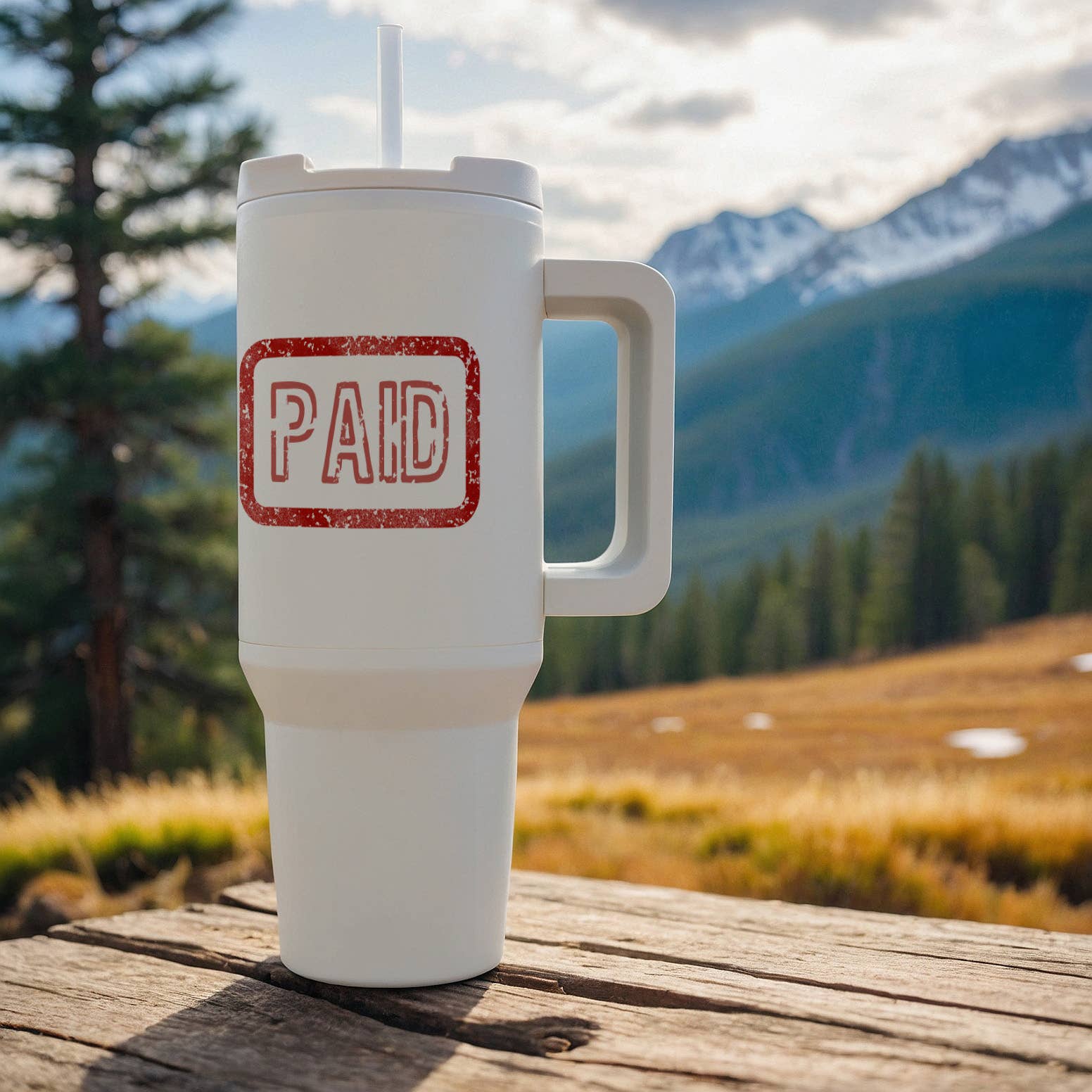 3dRose – Engroshandel Thermokop – 3dRose, Betalt blækstempel-stiliseret tekst inde i en ramme. Rødt farvedesign til dig, Tumbler8