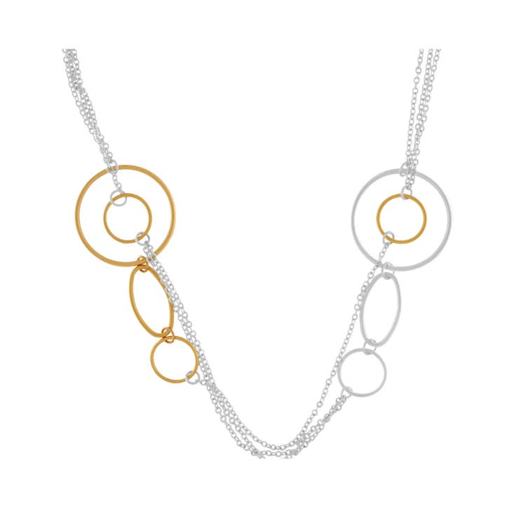 Tempeste IN:STORE Lång 2-Ton Dubbelkedja Multi Halsband Silverplätering för wholesale av Dansk Copenhagen