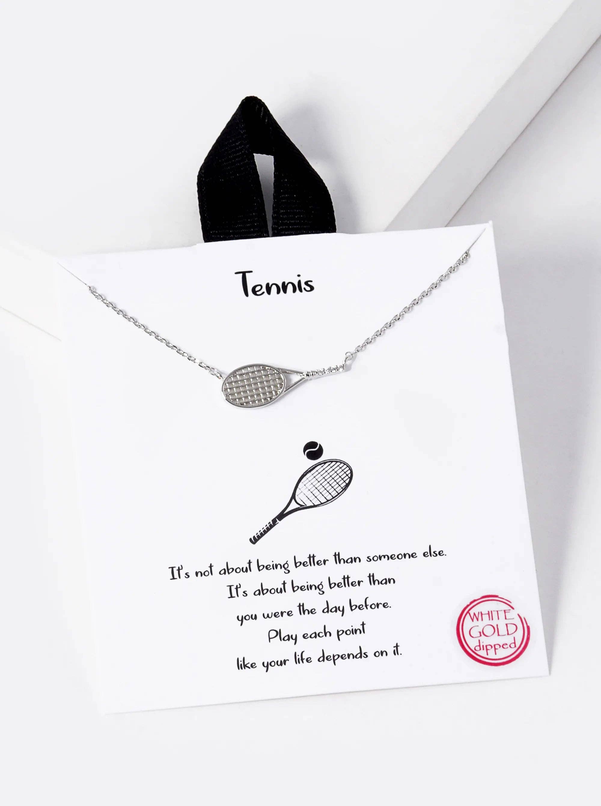 Wild Honey - Wholesale Pendant/Charm Necklace - 18K Gold Sideways Tennis Racket Cz Pendant Necklace0