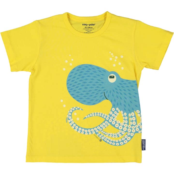 Children's short-sleeve T-shirt in organic cotton - Octopus for wholesale by Coq En Pate
