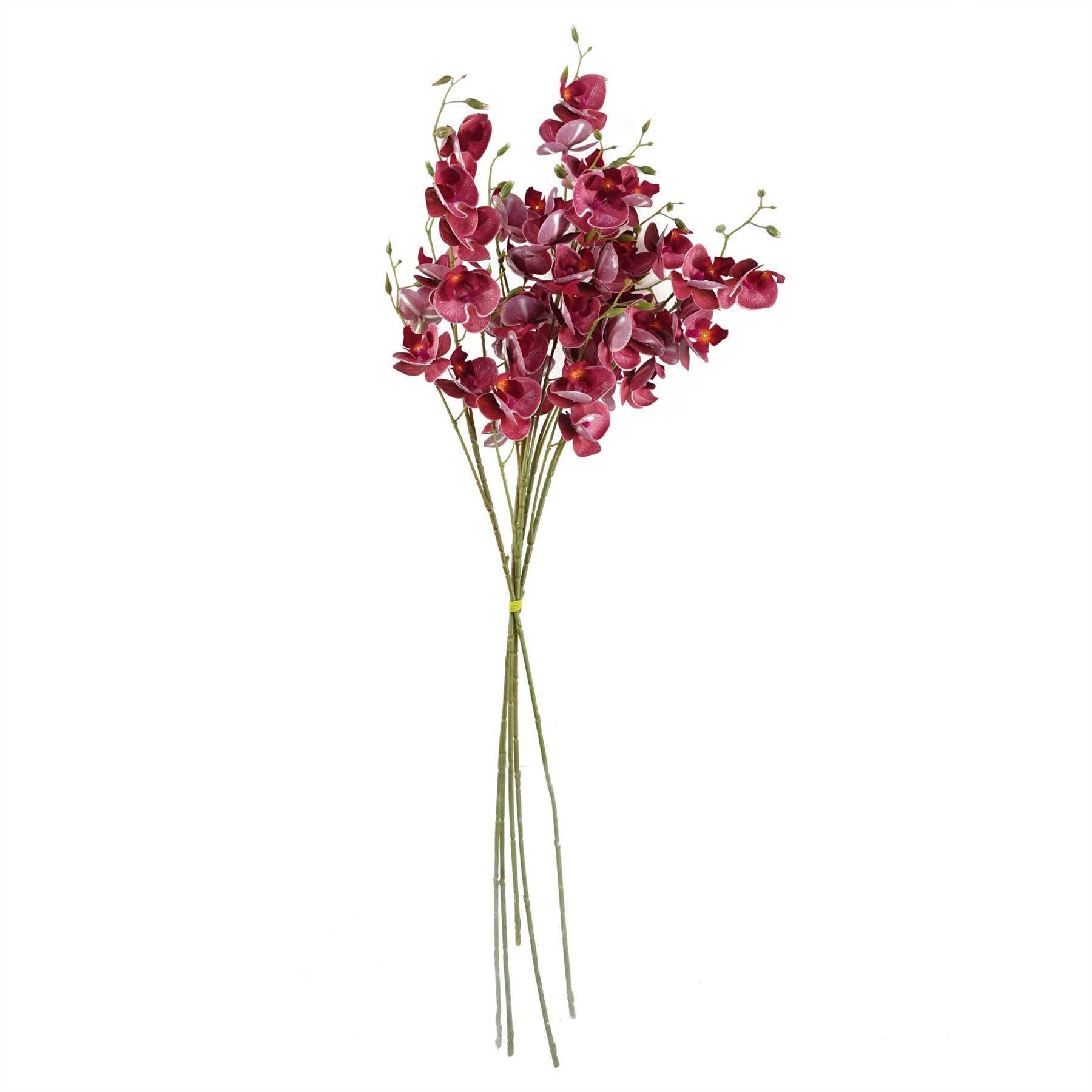 Leaf Design UK LTD - Wholesale Artificial Flowers - Pack 6x Artificial Flowers Dark Pink Mini Orchid Stem 80cm2