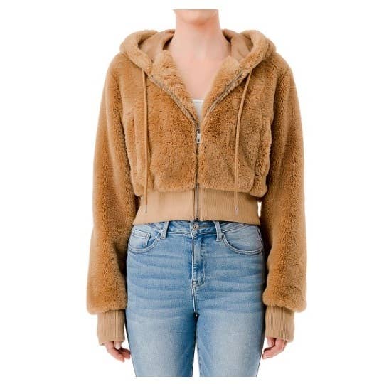 CASACO COM CAPUZ E FECHO DE CORRER EM PELE SINTÉTICA TAMANHO REGULAR por atacado de Curve Market