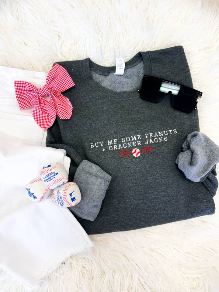 Buy Me Peanuts & Crackerjacks Embroidered Sweatshirt for wholesale by Hart and Hollow