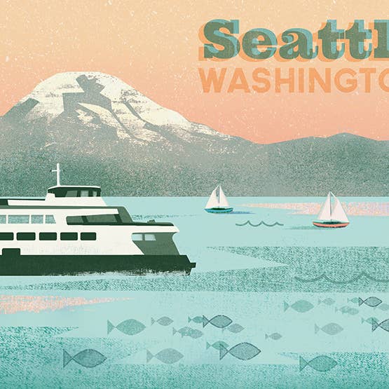 Seattle Ferry - Konsttryck för wholesale av Robot Candy