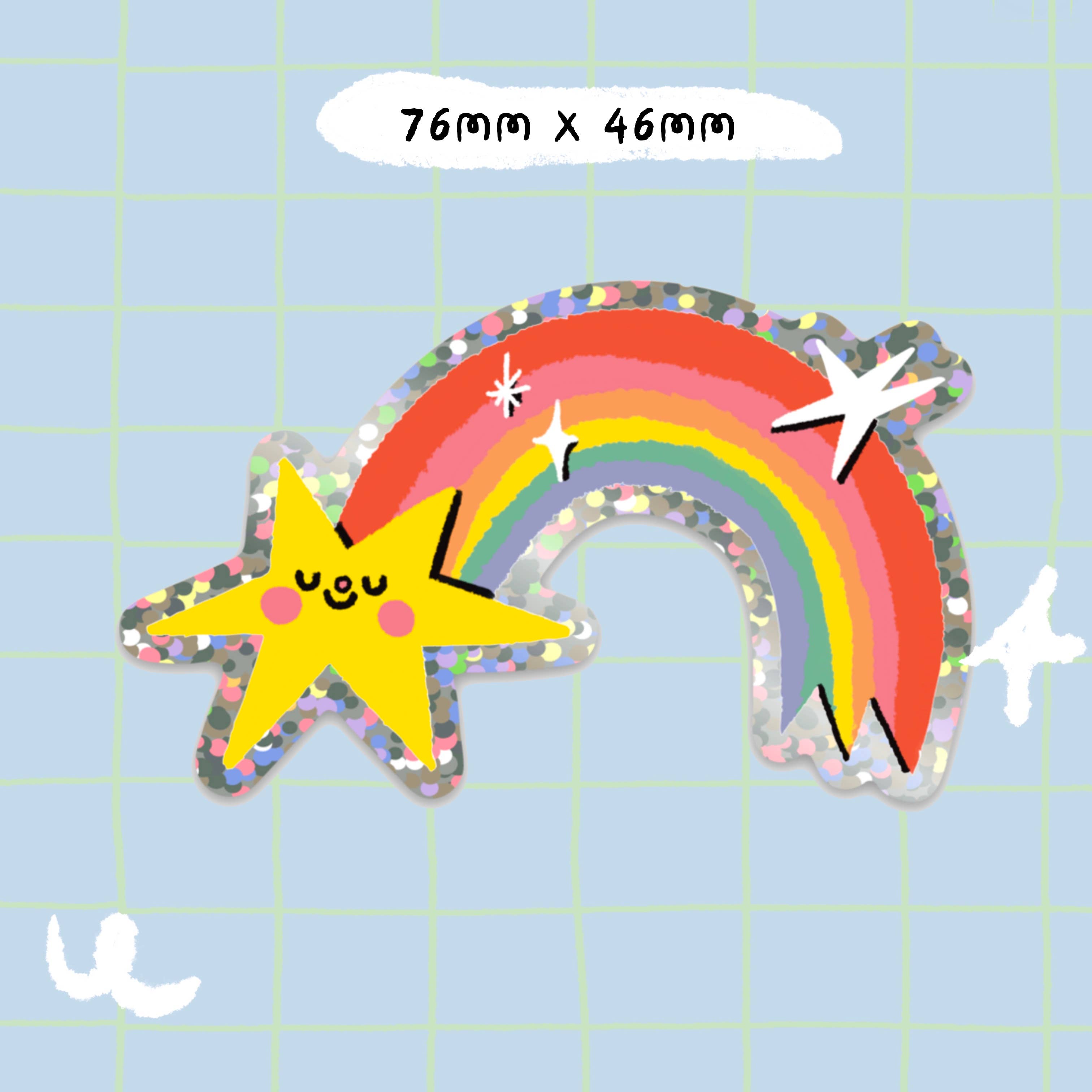Bloemkolie - Wholesale Sticker - Rainbow Star Glitter Vinyl Sticker, Kawaii Cute Waterproof1