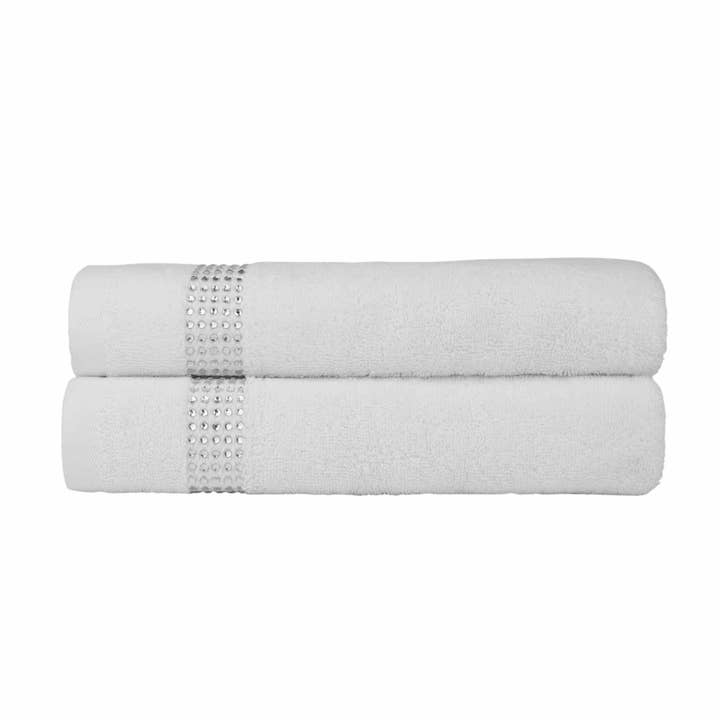 Sparkles Home – Engroshandel Håndklæde – Stripe Rhinestone håndklæde (sæt med 2)5