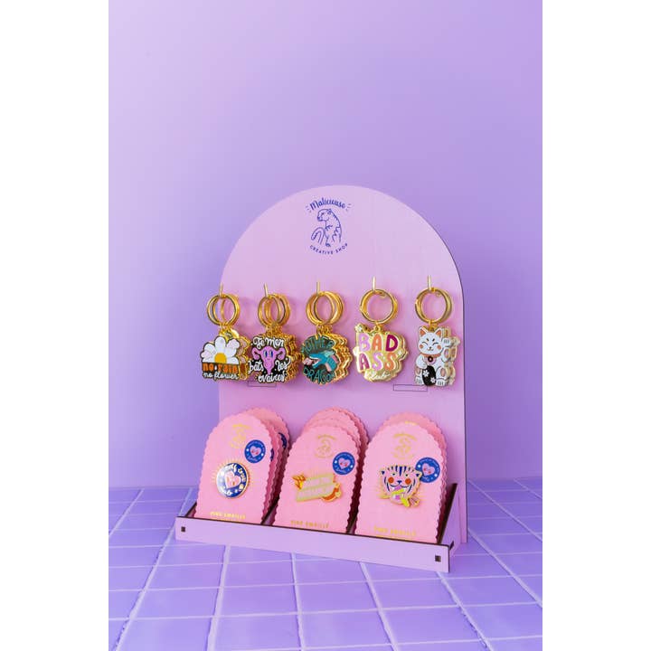 MALICIEUSE - Wholesale Jewelry Stand & Display - Wooden Pin and Keychain Display - Shop Display