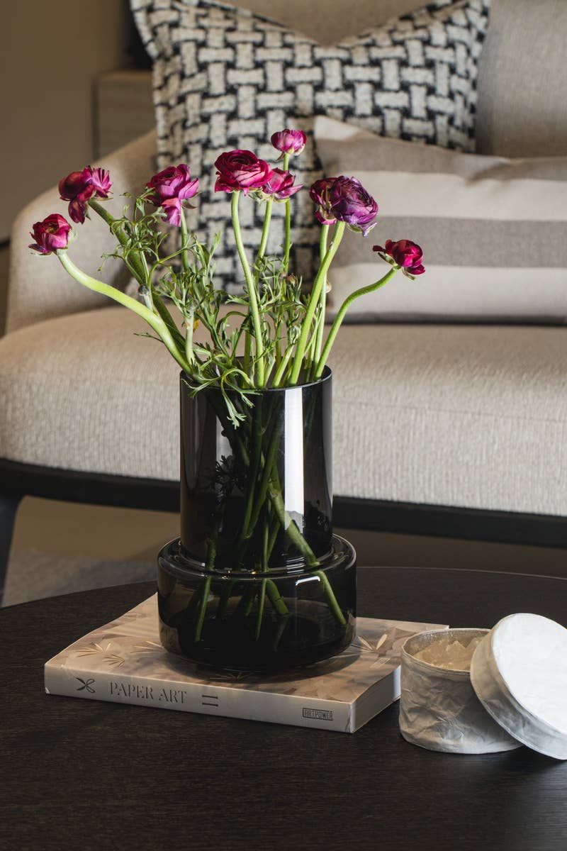 Element Accessories EU – Engroshandel Vase – Glasvase i retrostil med moderne, sobert design, amber/grå TYL128