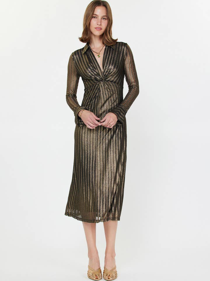 Metallic Striped Midi Dress for wholesale by Current Air