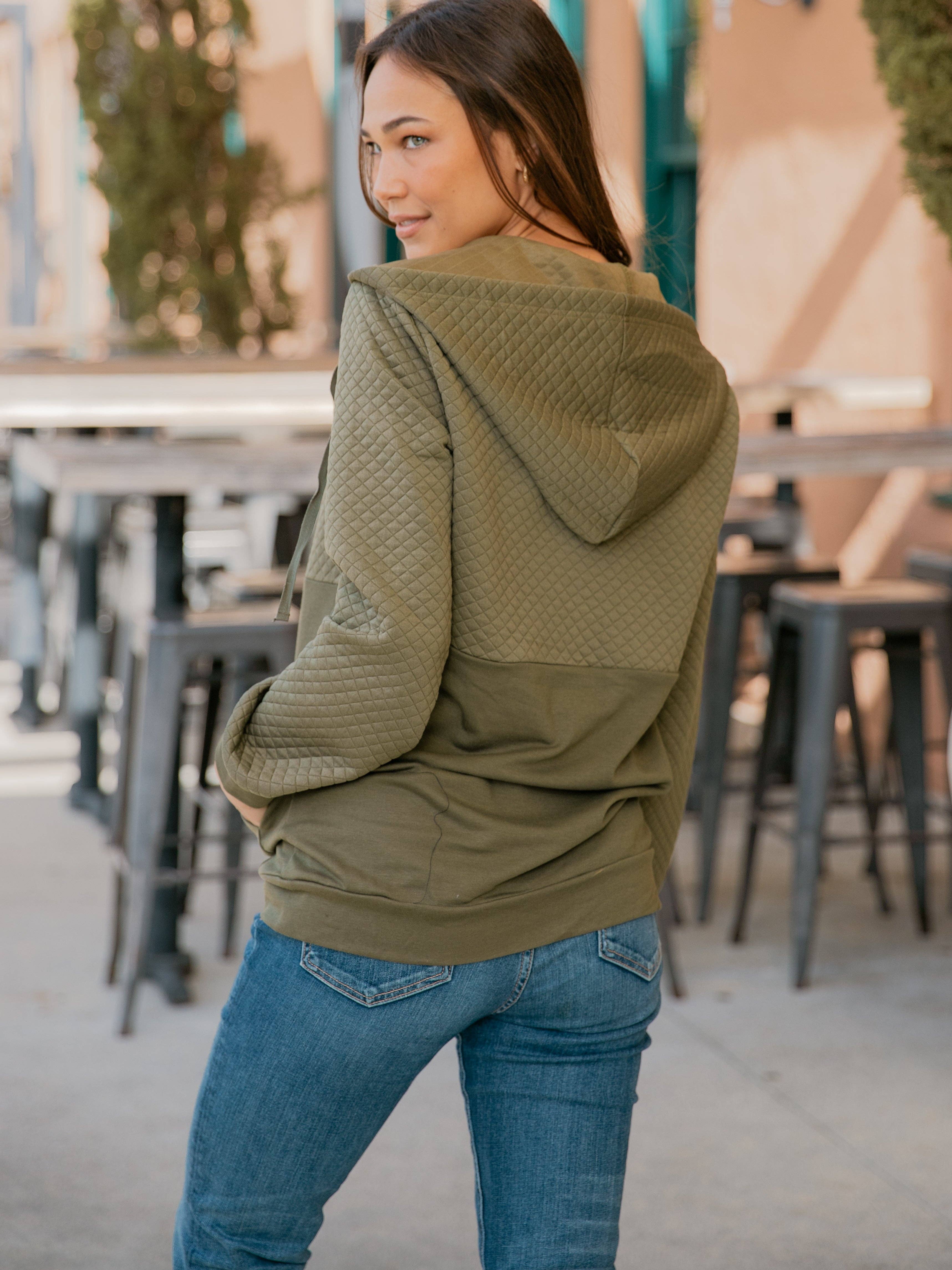 Tickled Teal - Wholesale Hoodie - Women's - Contrast Quilted Zip Up Hoodie14