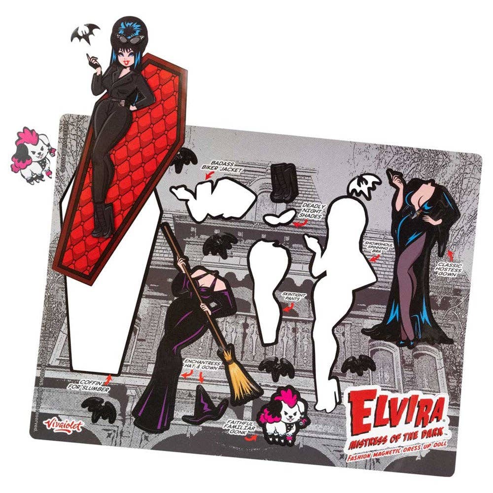 Kreepsville - Wholesale Magnet - Elvira Mistress of The Dark Coffin Dress up Magnet Set1