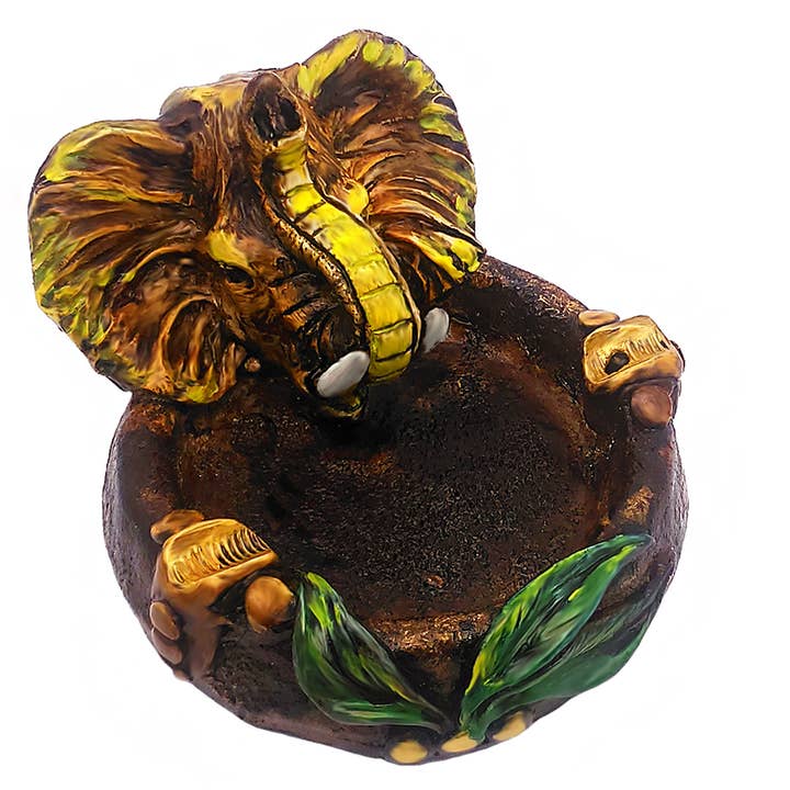 Elephant Head Figurine Round Ash Tray for wholesale by Pichincha