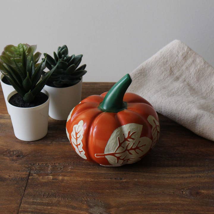 Global Crafts - Wholesale Decorative tabletop object - Soapstone Orange Pumpkin Decor1