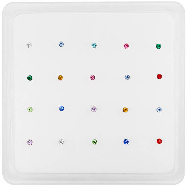 Silver Jewellery Cavern Wholesale - Wholesale Stud/Post Earrings - 1.5mm Multicoloured Nose Studs J