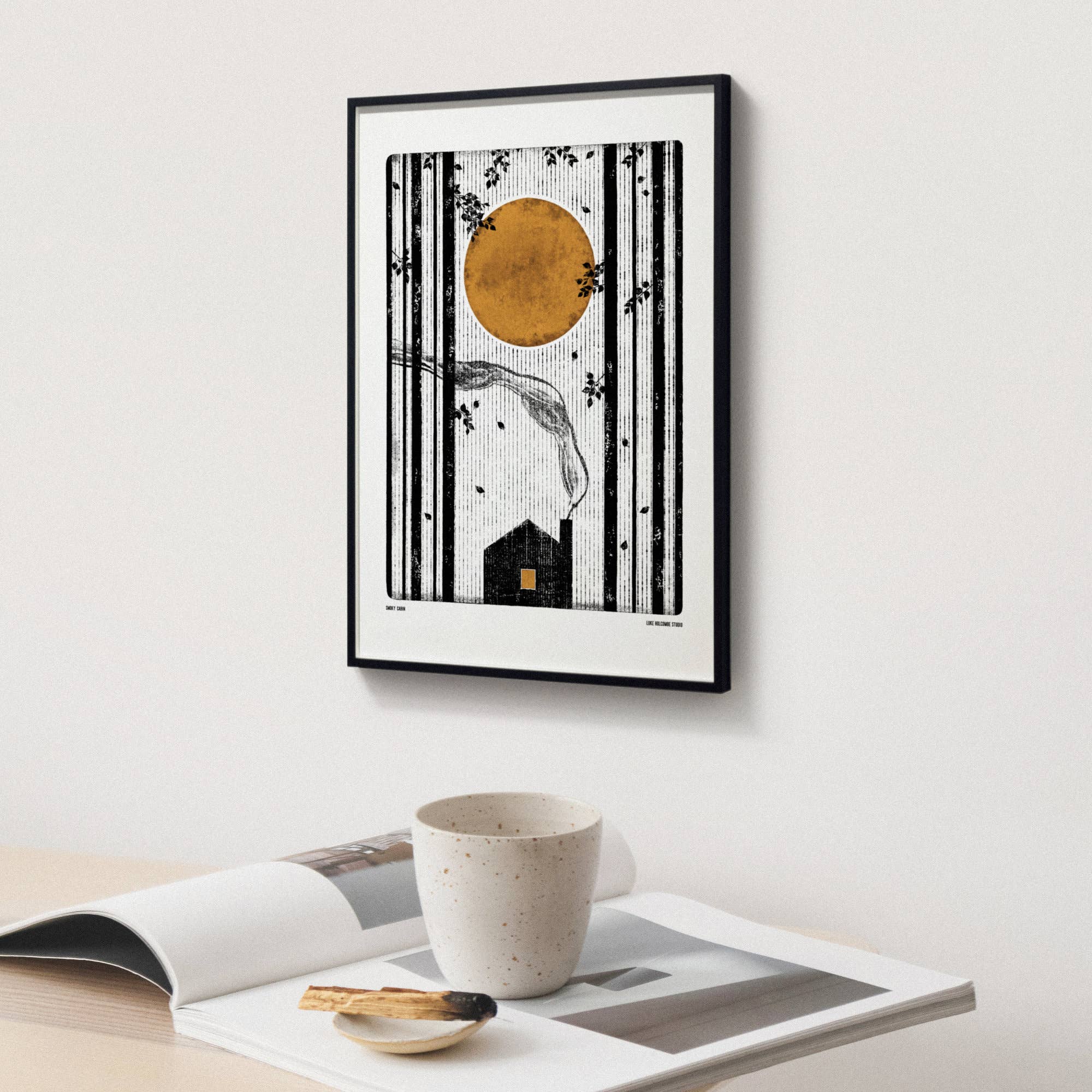 Luke Holcombe Studio – wholesale Art print – Smoky Cabin, Digital Print (A4, A3) Forest Magic New House6