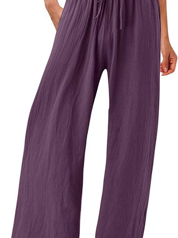 Lily Clothing - Wholesale Pants - Women's - Solid-colored cotton linen loose wide-leg pants6