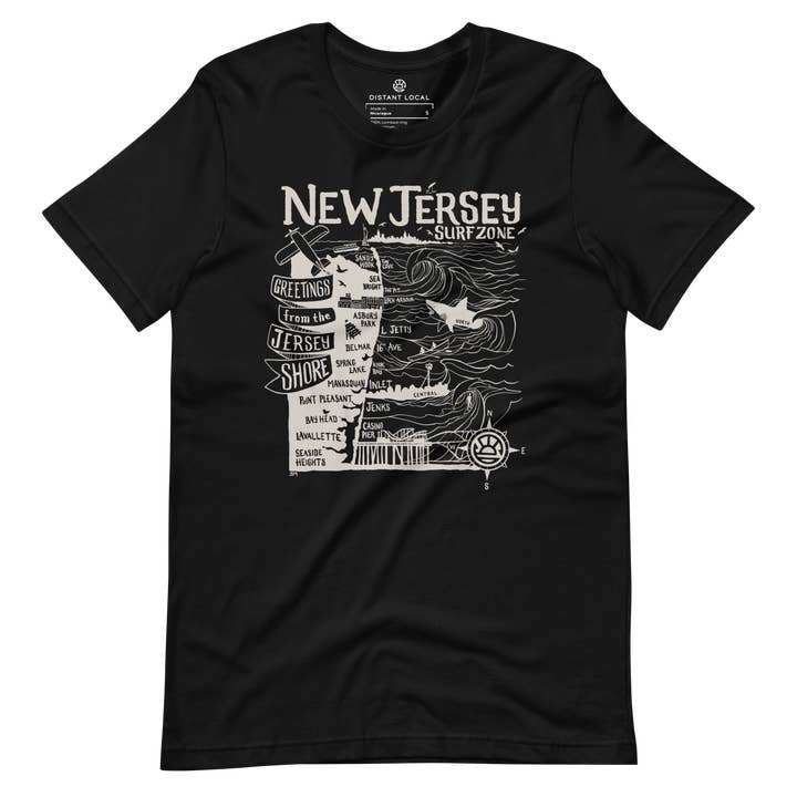Camiseta Unisex con Mapa de NORTH JERSEY para venta al por mayor de Distant Local