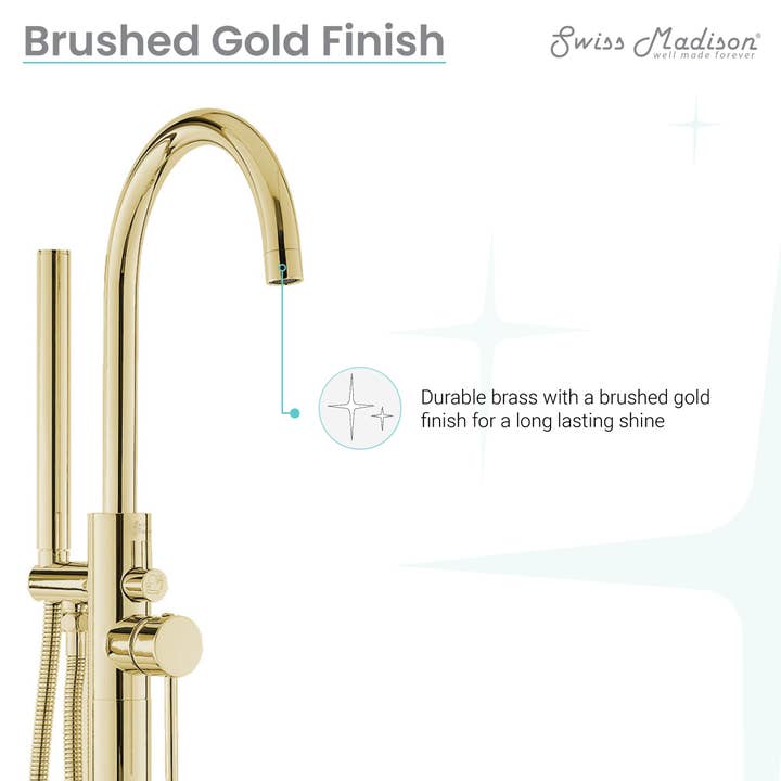 Swiss Madison - Wholesale Bathroom Accessory Set - Ivy Freestanding Bathtub Faucet in Brushed Gold4