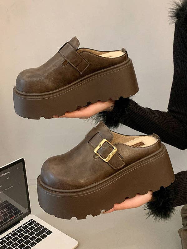 StyleGalX – wholesale Lågskor/mockasiner – Dam – Bältespänne Rundtå Delad Söm Loafers Platåskor Tofflor&Mules19