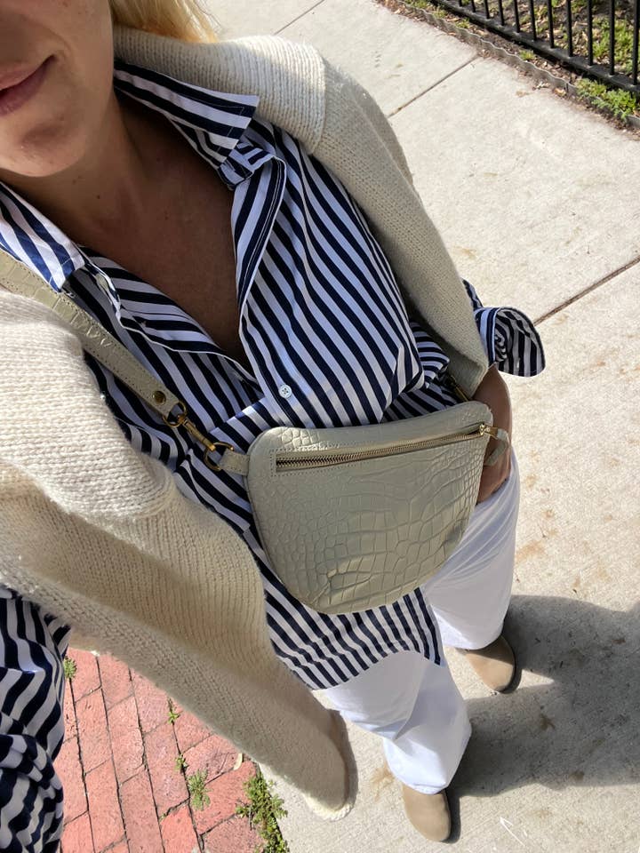 The Midi Sling, Ivory Croco for wholesale by ABBY ALLEY