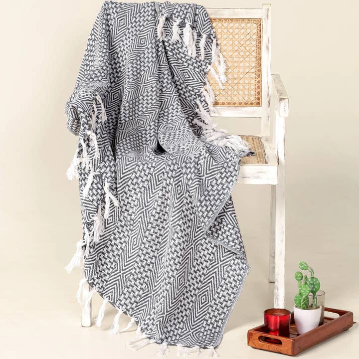 Urbane Hide Soft Grey Plaid – Sofa Throw Geometric 125×155cm for wholesale by Urbane Hide